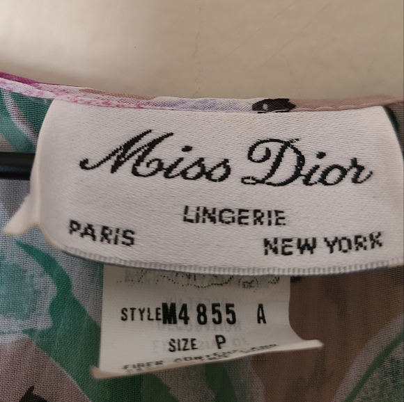 Rare Vintage Miss Dior lavender, sage, pink tulip floral lingerie Blouse - Picture 3 of 11